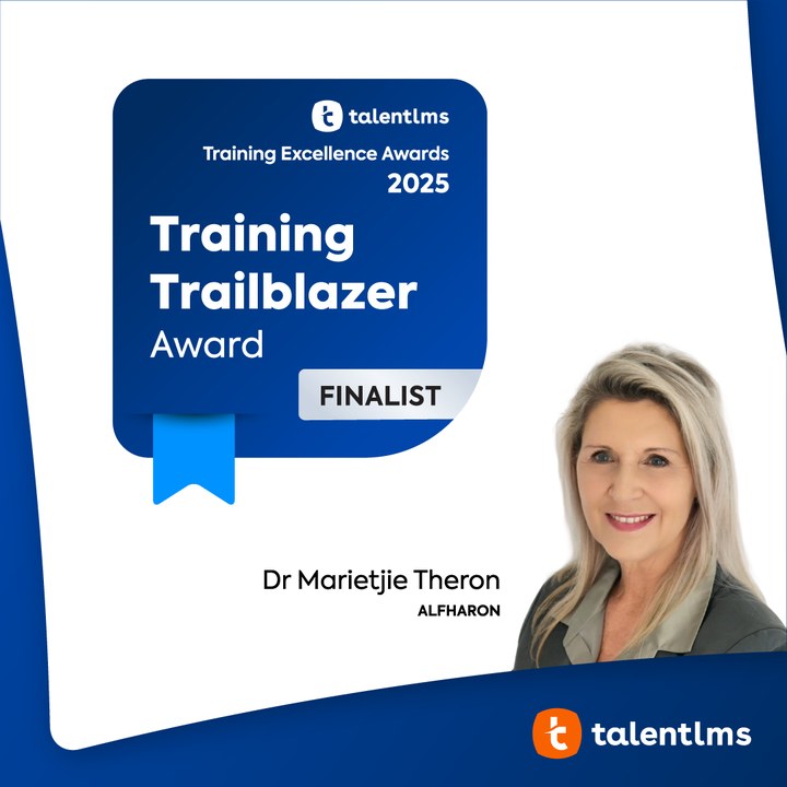 TalentLMS Training Excellence Awards 2025 — Training Trailblazer Award Finalist: Dr Marietjie Theron, Alfharon